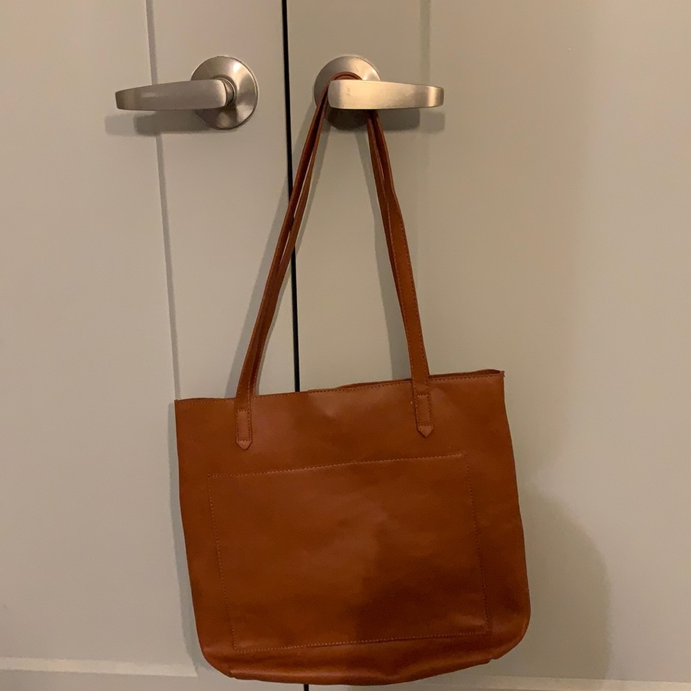 Camel leather tote